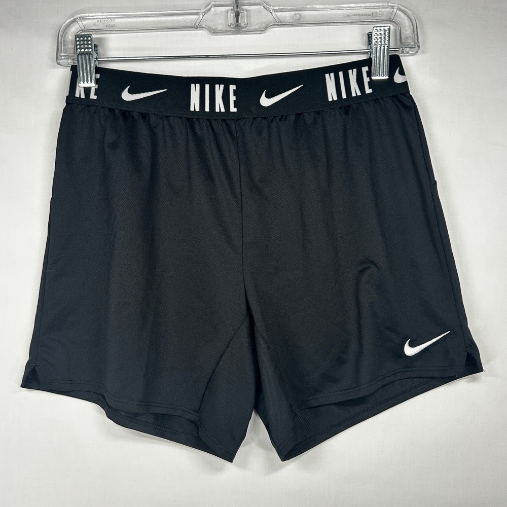 Nike Dri FIT Black Athletic Shorts Logo Waistband Running Workout Large